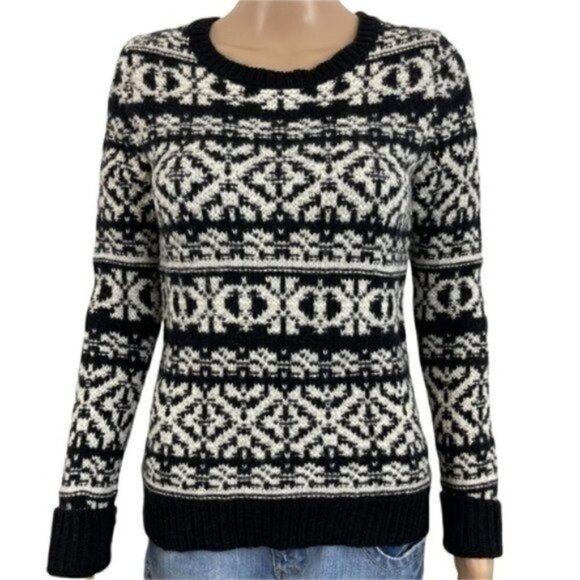 Theory Tommy P Fine Ultra 100% Wool Sweater Fair Isle Size Medium - Picture 1 of 7